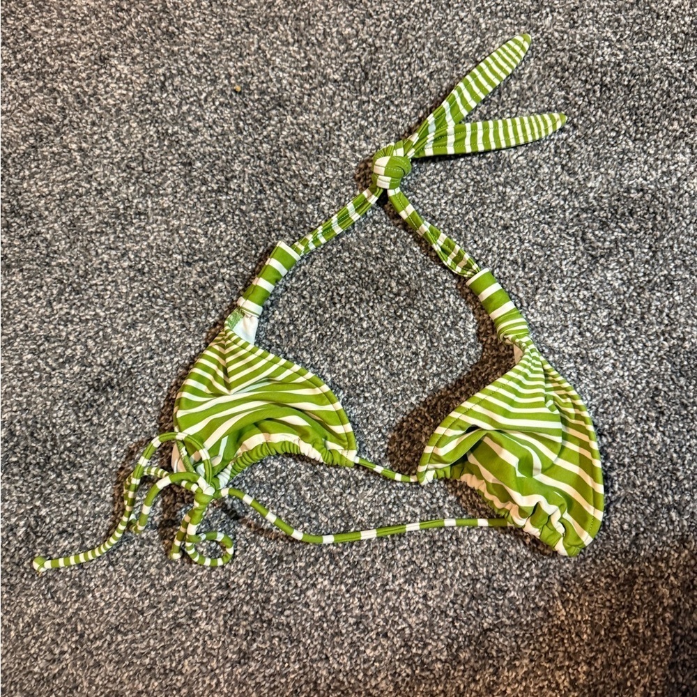 Kirra - green and white striped bikini top